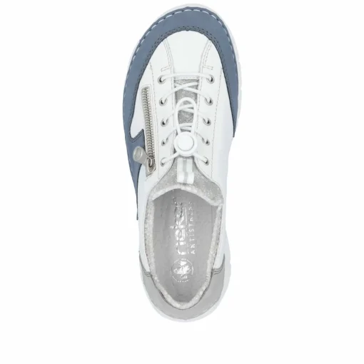 Rieker Damen Slipper reinweiß-ozeanblau