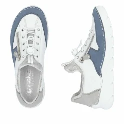 Rieker Damen Slipper reinweiß-ozeanblau