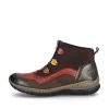 Rieker Damen Slipper schwarz-weinrot