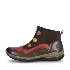 Rieker Damen Slipper schwarz-weinrot
