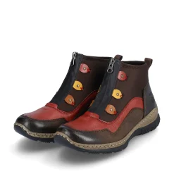 Rieker Damen Slipper schwarz-weinrot