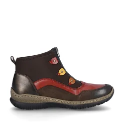 Rieker Damen Slipper schwarz-weinrot