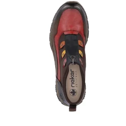 Rieker Damen Slipper schwarz-weinrot
