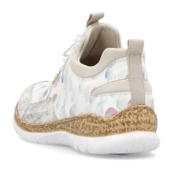 Rieker Damen Slipper weiss-multi-cremebeige