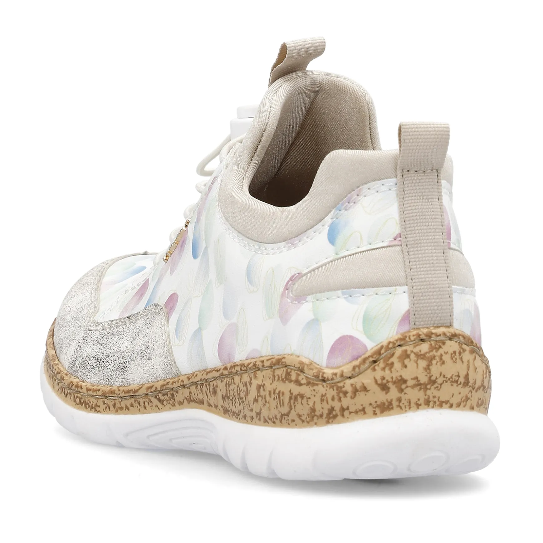 Rieker Damen Slipper weiss-multi-cremebeige