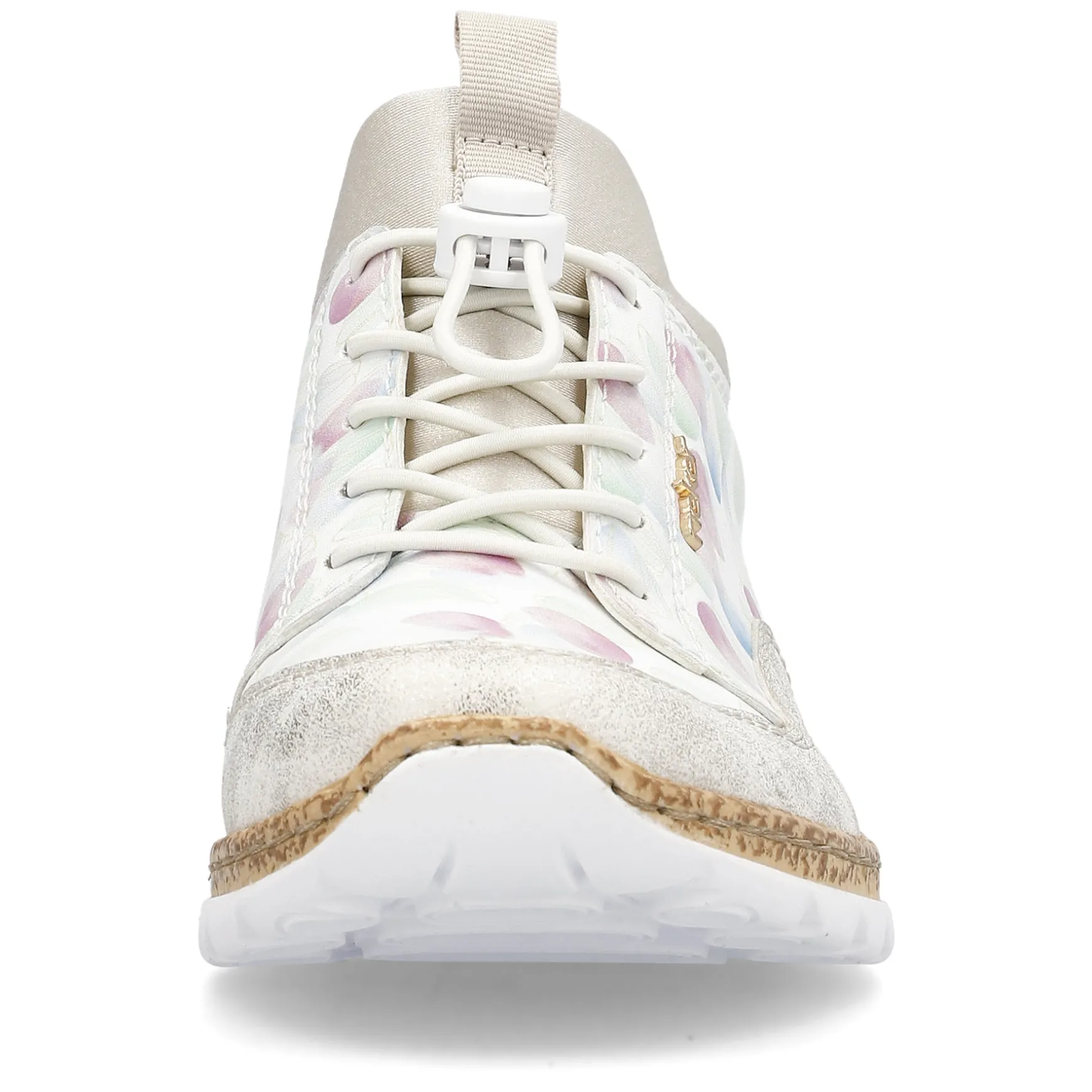 Rieker Damen Slipper weiss-multi-cremebeige