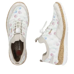 Rieker Damen Slipper weiss-multi-cremebeige