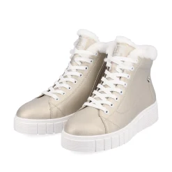 Rieker Damen Sneaker High glittery-gold frost-white