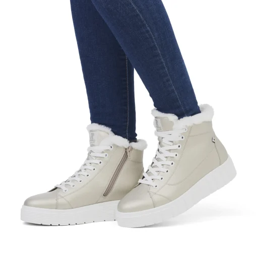 Rieker Damen Sneaker High glittery-gold frost-white