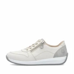Rieker Damen Sneaker Low cremeweiss