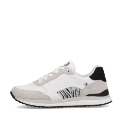 Rieker Damen Sneaker Low swan-white arctic-grey zebra