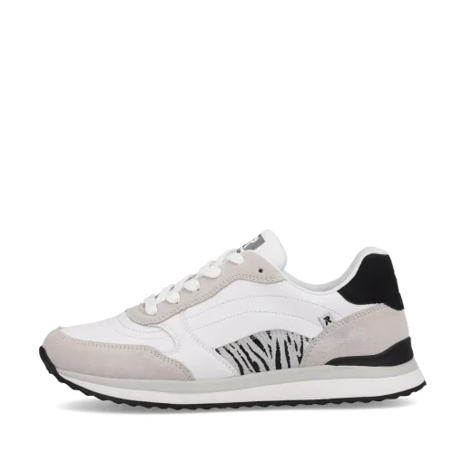 Rieker Damen Sneaker Low swan-white arctic-grey zebra