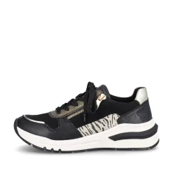 Rieker Damen Sneaker Low urbanschwarz-gold-zebra