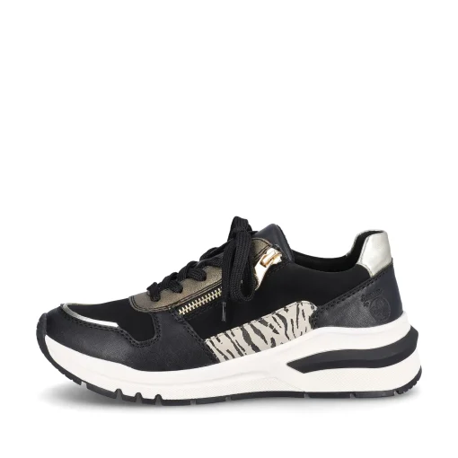 Rieker Damen Sneaker Low urbanschwarz-gold-zebra