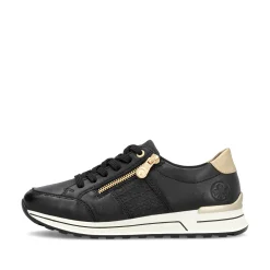Rieker Damen Sneaker Low tiefschwarz-gold