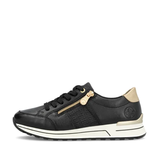 Rieker Damen Sneaker Low tiefschwarz-gold