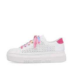 Rieker Damen Sneaker Low cremeweiß-flamigorosa