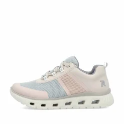 Rieker Damen Sneaker Low hellbeige-pastellblau-rosa