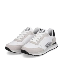 Rieker Damen Sneaker Low swan-white arctic-grey zebra