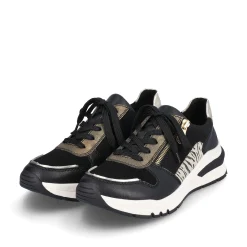 Rieker Damen Sneaker Low urbanschwarz-gold-zebra