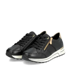 Rieker Damen Sneaker Low tiefschwarz-gold