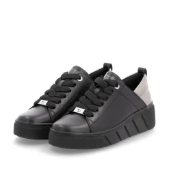 Rieker Damen Sneaker Low mattschwarz-silber