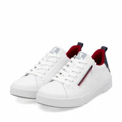 Rieker Damen Sneaker Low snow-white true-red
