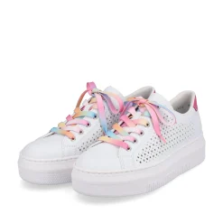 Rieker Damen Sneaker Low cremeweiß-flamigorosa