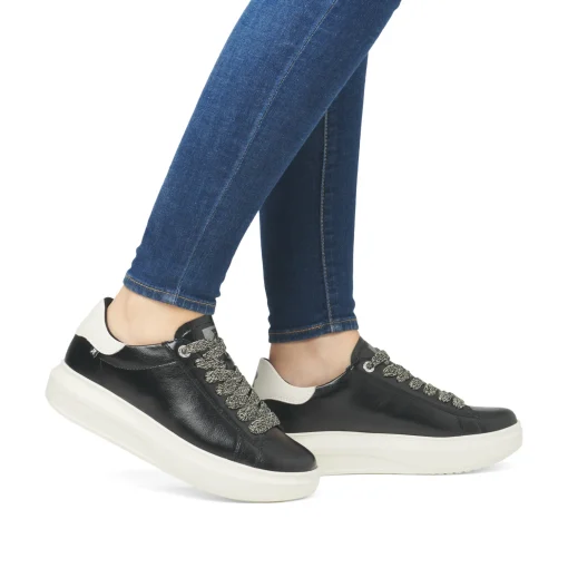 Rieker Damen Sneaker Low glanzschwarz