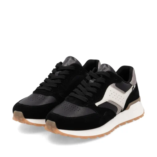 Rieker Damen Sneaker Low urbanschwarz-cremeweiß