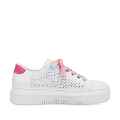 Rieker Damen Sneaker Low cremeweiß-flamigorosa