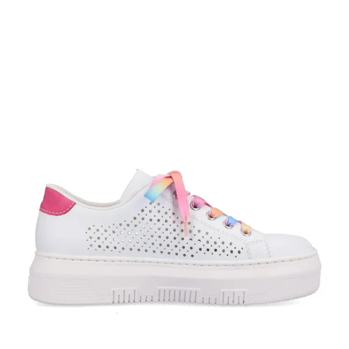 Rieker Damen Sneaker Low cremeweiß-flamigorosa