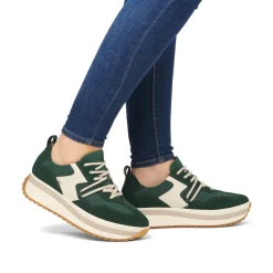 Rieker Damen Sneaker Low waldgrün-weiß