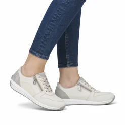 Rieker Damen Sneaker Low cremeweiss