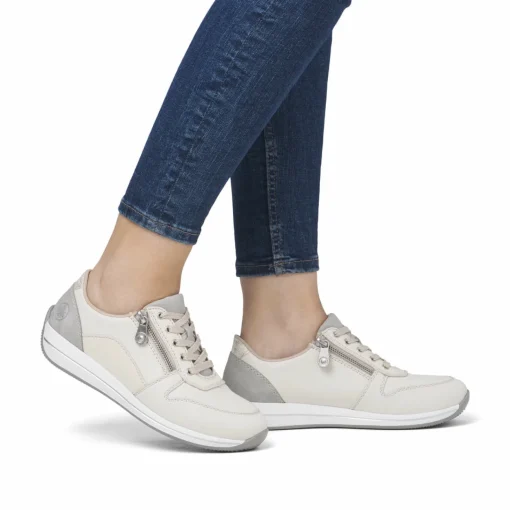 Rieker Damen Sneaker Low cremeweiss