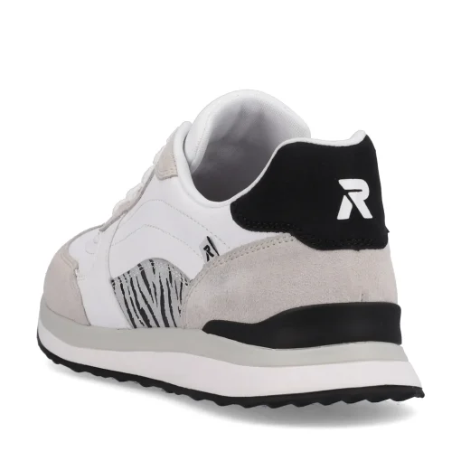 Rieker Damen Sneaker Low swan-white arctic-grey zebra