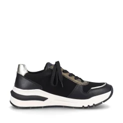 Rieker Damen Sneaker Low urbanschwarz-gold-zebra