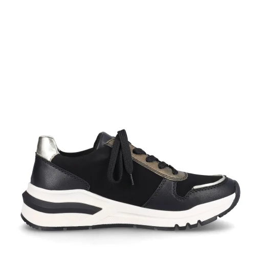 Rieker Damen Sneaker Low urbanschwarz-gold-zebra