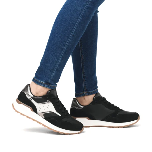 Rieker Damen Sneaker Low urbanschwarz-cremeweiß