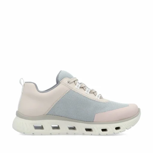 Rieker Damen Sneaker Low hellbeige-pastellblau-rosa