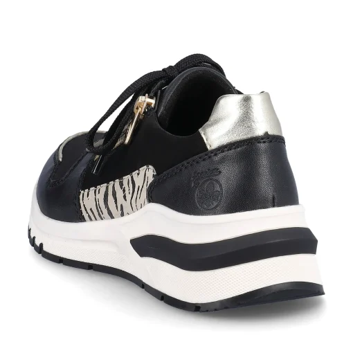 Rieker Damen Sneaker Low urbanschwarz-gold-zebra