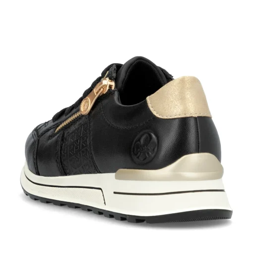 Rieker Damen Sneaker Low tiefschwarz-gold