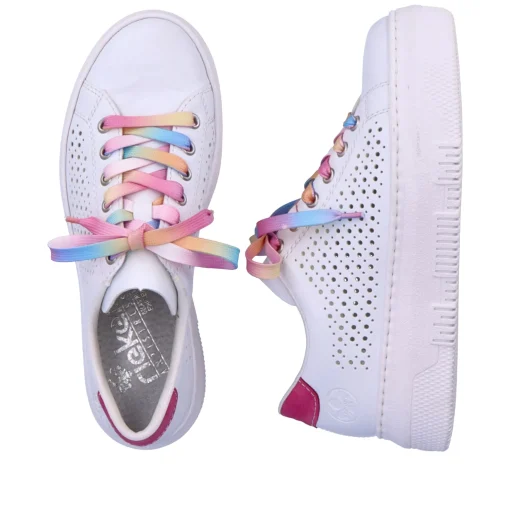 Rieker Damen Sneaker Low cremeweiß-flamigorosa