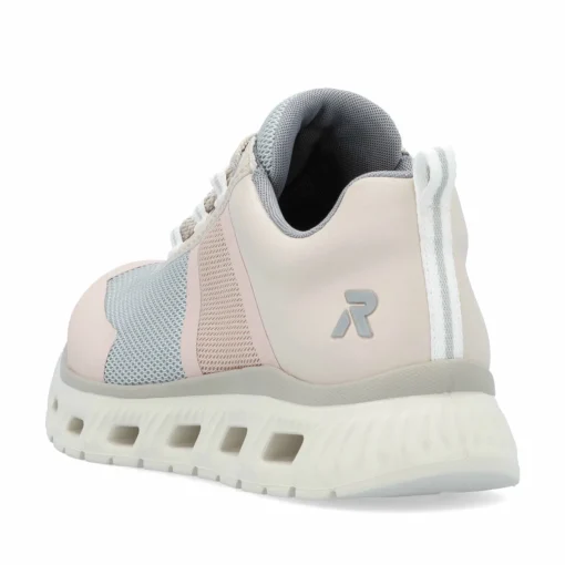 Rieker Damen Sneaker Low hellbeige-pastellblau-rosa