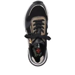 Rieker Damen Sneaker Low urbanschwarz-gold-zebra
