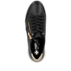 Rieker Damen Sneaker Low tiefschwarz-gold