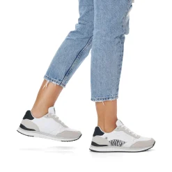Rieker Damen Sneaker Low swan-white arctic-grey zebra