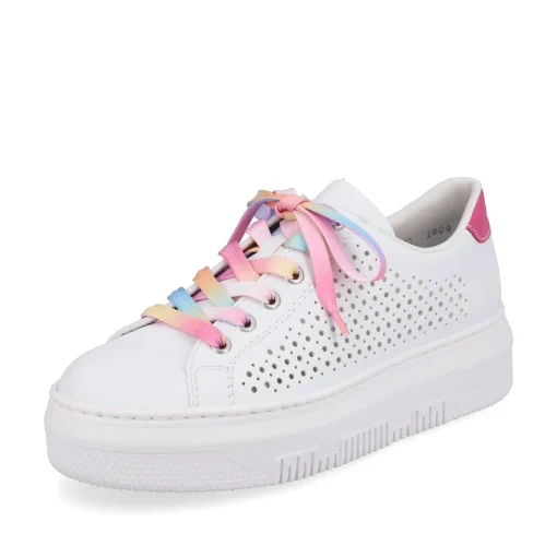 Rieker Damen Sneaker Low cremeweiß-flamigorosa