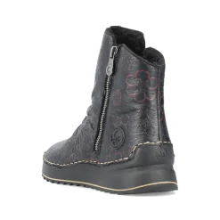 Rieker Damen Stiefeletten schwarz-weinrot