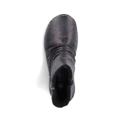 Rieker Damen Stiefeletten schwarz-weinrot